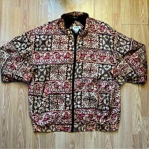 Vintage Bogari 100% Silk Windbreaker Bomber Jacket Women’s Size 2X Red Retro Zip